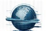 Logo for Global Shipping & Logistics, featuring a globe with shipping containers and waves.